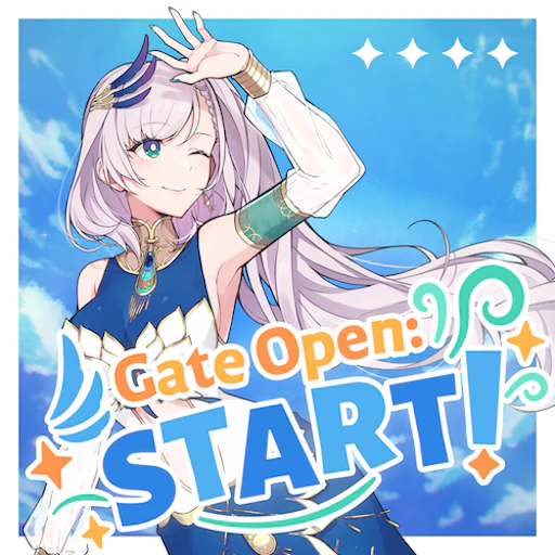 Official Gate Open: START! jacket copied from the hololive Dreams catalog for identification; rights remain with the respective owners. Official catalog jacket for Gate Open: START!