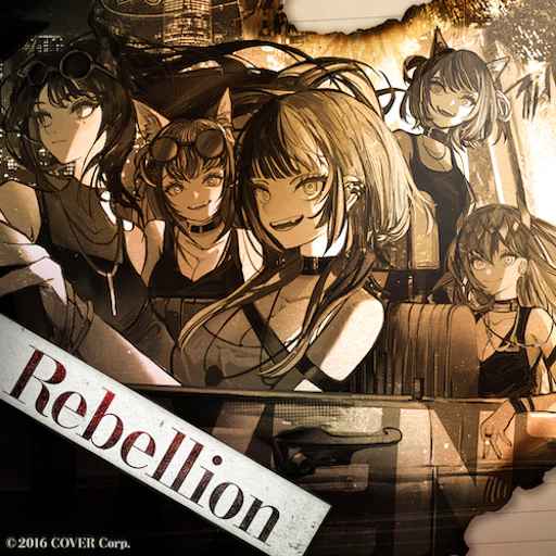 Official Rebellion jacket copied from the hololive Dreams catalog for identification; rights remain with the respective owners. Official catalog jacket for Rebellion