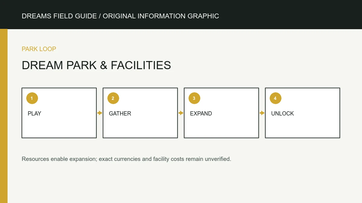Original information graphic for Dream Park and facilities.